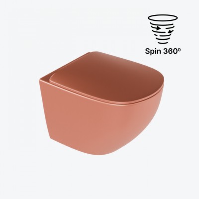 WC školjka LUQA, rimless, poklopac s mekim zatvaranjem, mat terakota