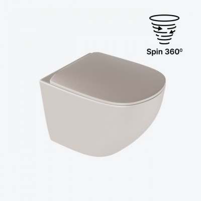 WC školjka LUQA, rimless, s mekim zatvaranjem, mat cappuccino