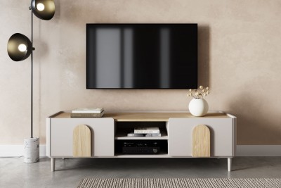 TV ormar AMILIO, 170 cm, kašmir/uljeni hrast, hrast ručke i noge u kašmiru