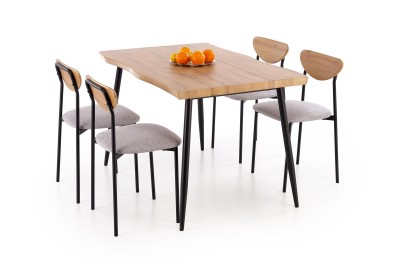 DICKY set, stol + 4 stolice boja: prirodna / crna / siva