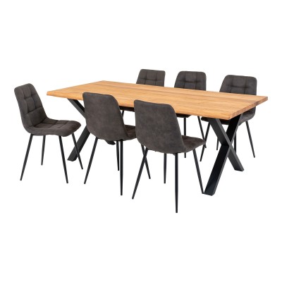 Set za blagovanje Toulon i Middelfart, 44/95x55/200 cm, prirodno / sivo