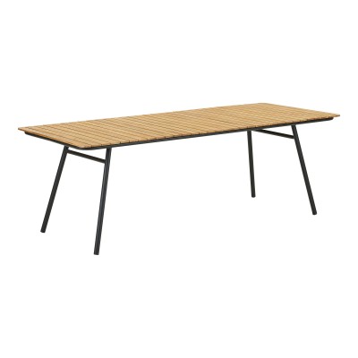 Vrtni stol za blagovanje CLEVELAND, 220 x 90 cm, prirodan/crni