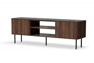 TV ormarić SOLANO, 150 cm, dekor orah Warmia Walnut / crni mramor