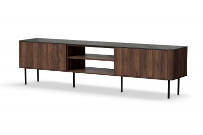 TV ormarić SOLANO, 200 cm, dekor orah Warmia Walnut / crni mramor