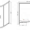 Asimetrična tuš kabina MODERN 185, prozirno staklo