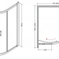 Asimetrična tuš kabina MODERN 185, prozirno staklo