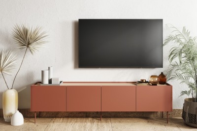 TV ormarić DESIN, 220 cm, crvena/hrast nagano