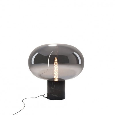 Stolna lampa Maxlight Moonstone, T0057, dimljeno staklo + crni mramor