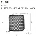 LED zidna lampa MESH W0293, zlatno/crna