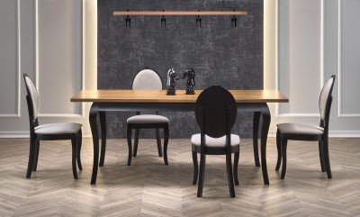 Blagovaonski stol na razvlačenje WINDSOR, 160-240/90, tamni hrast/crni