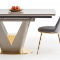 Blagovaonski stol na razvlačenje VALENTINO, svijetlo siva/zlatna