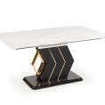 Blagovaonski stol na razvlačenje VINCENZO, bijeli mramor/crno/zlato