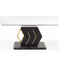 Blagovaonski stol na razvlačenje VINCENZO, bijeli mramor/crno/zlato