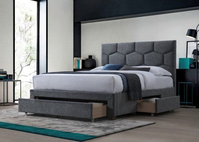 Bračni krevet HARRIET 160 cm, s ladicama, sivi baršun