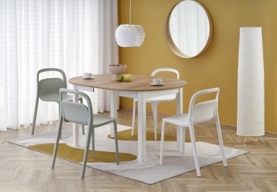 Blagovaonski stol na razvlačenje RINGO, craft hrast/bijela, 102-142/102 cm
