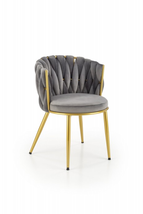 Blagovaonska stolica K517, baršun, siva/zlatna