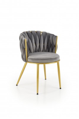 Blagovaonska stolica K517, baršun, siva/zlatna