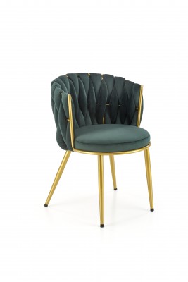 Blagovaonska stolica K517, baršun, tamno zelena/zlatna