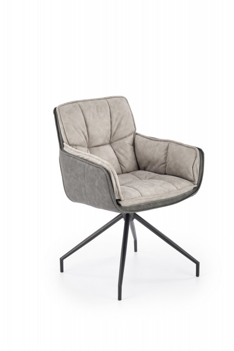 Blagovaonska stolica K523, eko koža, sivo/crna