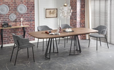 Blagovaonski stol na razvlačenje EVERTON, 180-200/100 cm, orah/crna