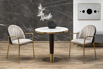 MORATA okrugli stol, 79 cm, bijeli mramor/crno/zlato