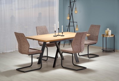 Blagovaonski stol na razvlačenje CAPITAL 180-240/90 cm, zlatni hrast/crni
