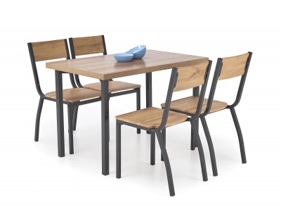Blagovaonska garnitura MILTON, stol + 4 stolice, 100×70 cm, natural/crna