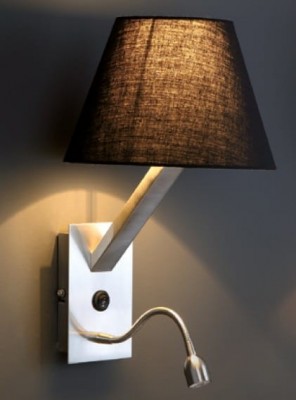 Zidna lampa ORLANDO sa LED svjetlom za čitanje, crna/krom