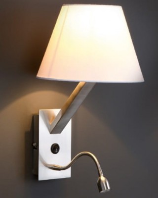 Zidna lampa ORLANDO sa LED svjetlom za čitanje, bijela/saten