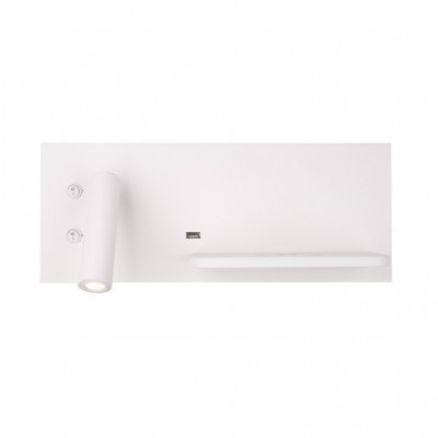 LED zidna lampa SUPERIOR W0291, USB i bežični punjač, bijela