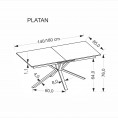 PLATAN produživi stol, bijeli mramor / crna