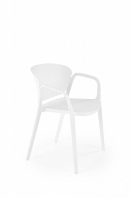 Vrtna plastična stolica K491, s rukonaslonima, bijela