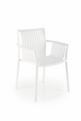 Vrtna plastična stolica K492, s rukonaslonima, bijela