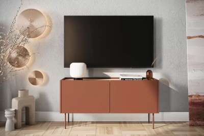 TV komoda DESIN, 150 cm, crvena/nagano hrast