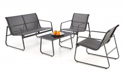 Vrtna garnitura CONOR (sofa + 2 stolice + stolić), tamno siva / svijetlo siva