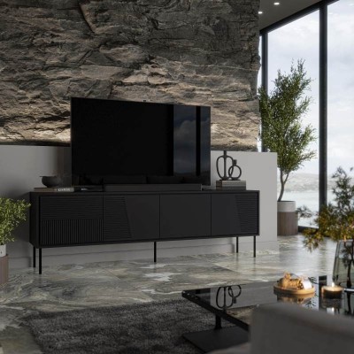 TV komoda ABI, 200 cm, mat crna