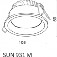 Ugradbena svjetiljka SUN 931 M, bijela